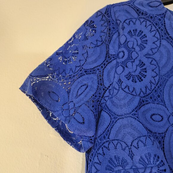 kensie, Cornflower Blue Keyhole SS Lined Lace Dress Size 6 NWOT - Picture 13 of 14